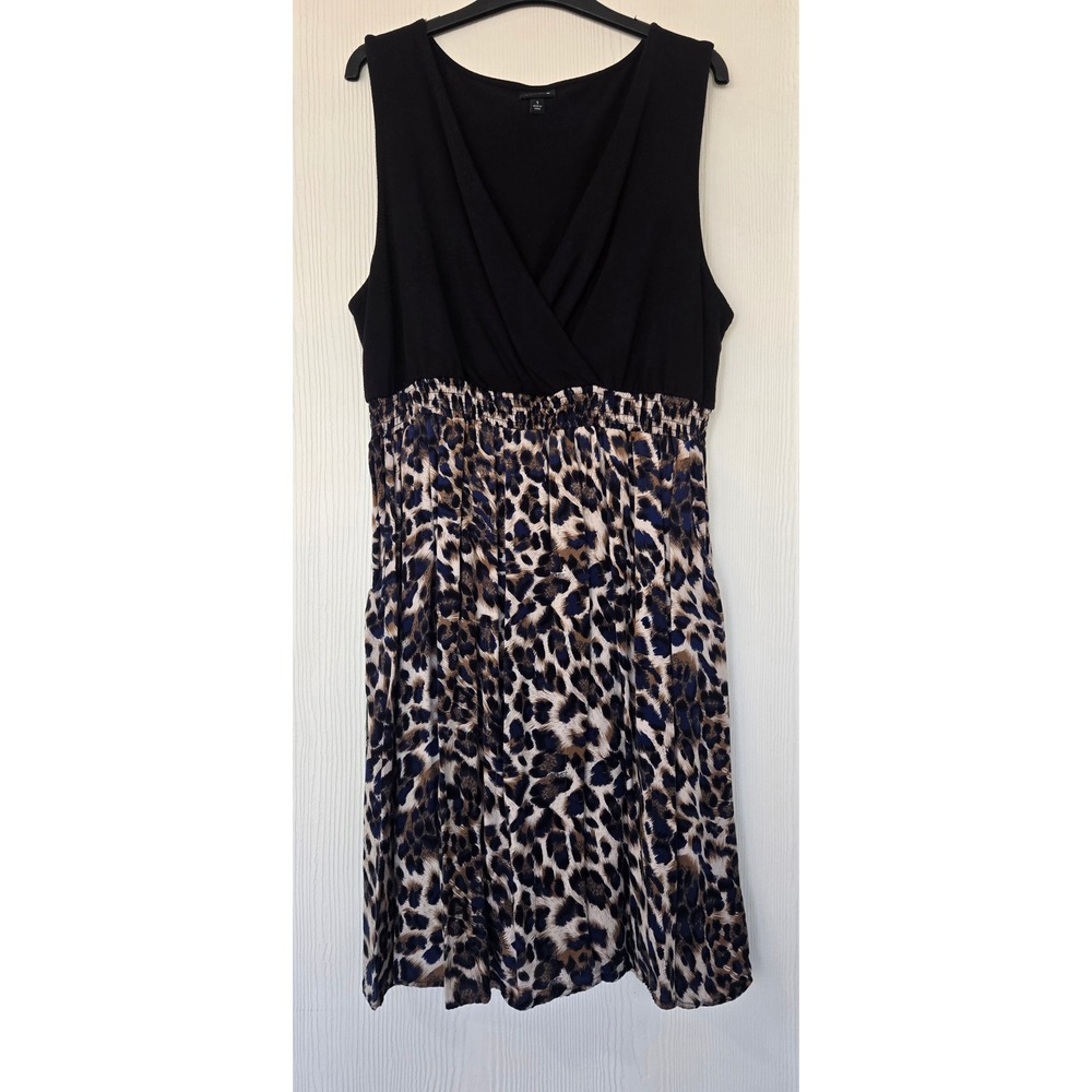 Torrid Leopard Print Sleeveless Knit Mix Dress Size 1 Vacation Resort Eurotrip‎